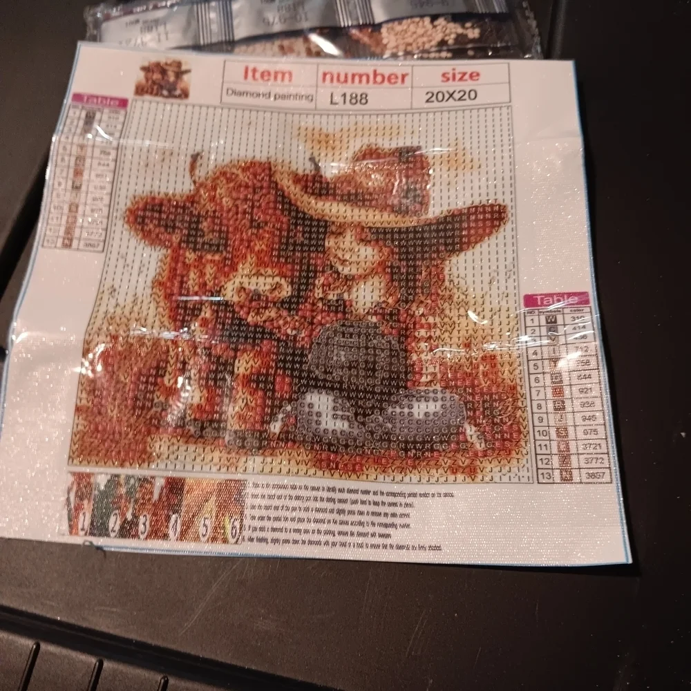 Diamond Painting Kit Cowgirl with Highland Cow Design 20x20